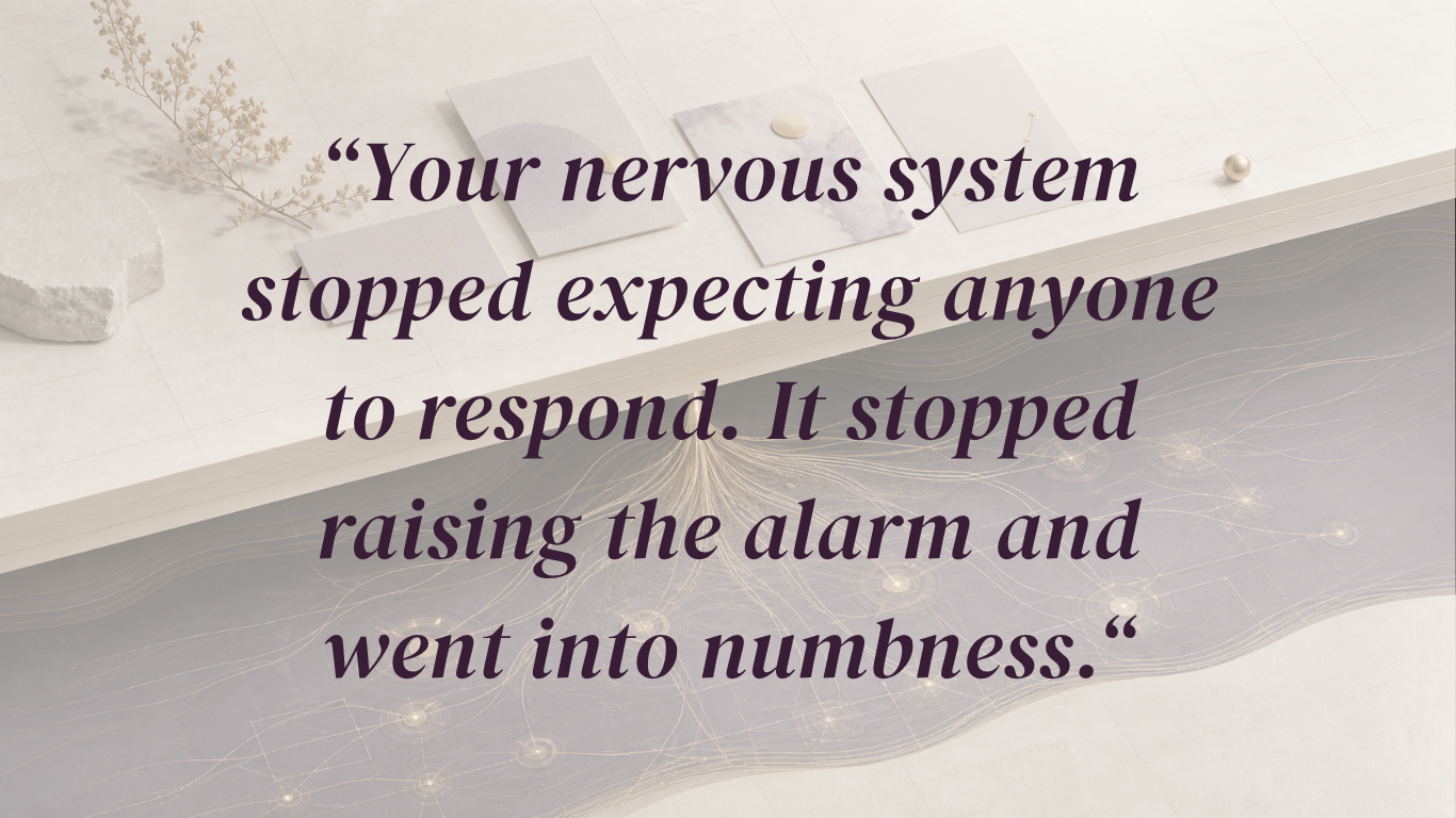 Quote by Eva Alexandre: Your nervous system stopped expecting anyone to respond, it stopped raising the alarm and went into numbness Quote by Eva Alexandre: Your nervous system stopped expecting anyone to respond, it stopped raising the alarm and went into numbness
