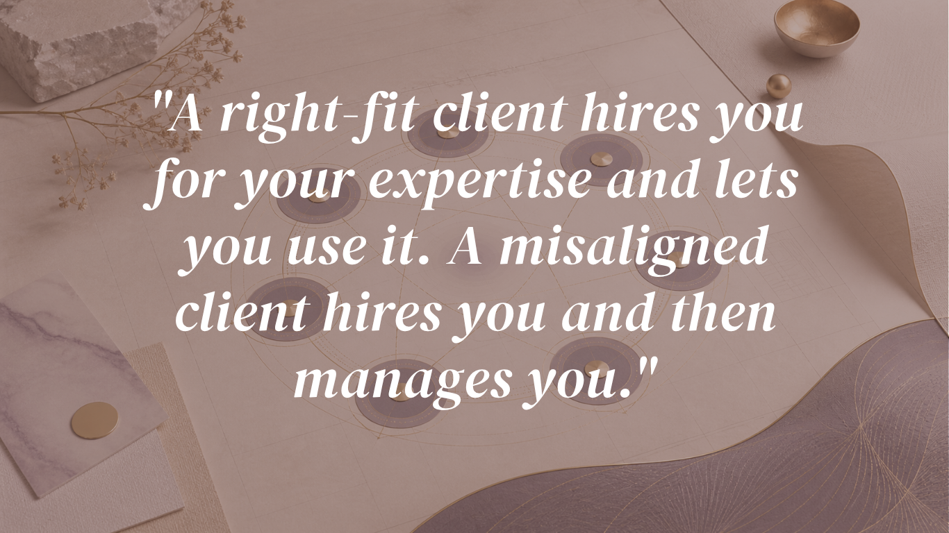 Quote by Eva Alexandre, business architecture mentor for established consultants: "A right-fit client hires you for your expertise and lets you use it. A misaligned client hires you and then manages you." — on identifying client alignment beyond budget when building a sustainable consulting roster. Quote by Eva Alexandre, business architecture mentor for established consultants: "A right-fit client hires you for your expertise and lets you use it. A misaligned client hires you and then manages you." — on identifying client alignment beyond budget when building a sustainable consulting roster.