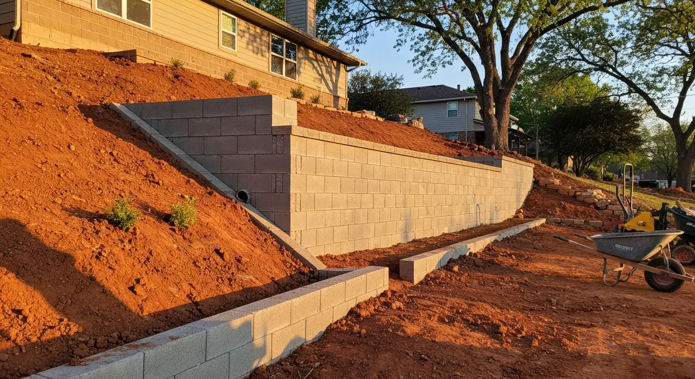 Hillside retaining wall erosion control