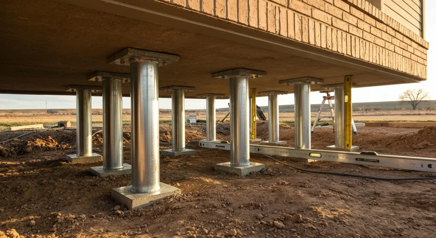 Foundation repair with steel piers