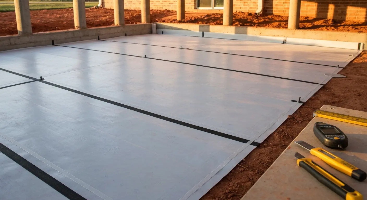 Crawl space waterproofing and vapor barrier installation