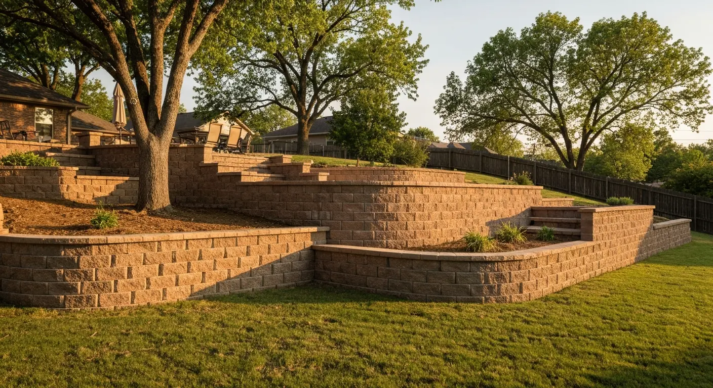 Residential retaining wall in Tulsa County