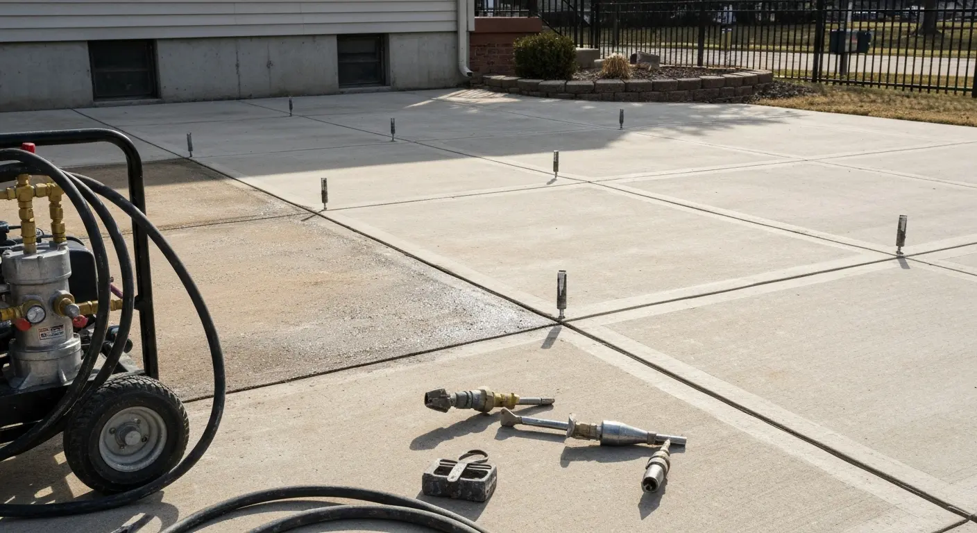 Concrete leveling with polyurethane