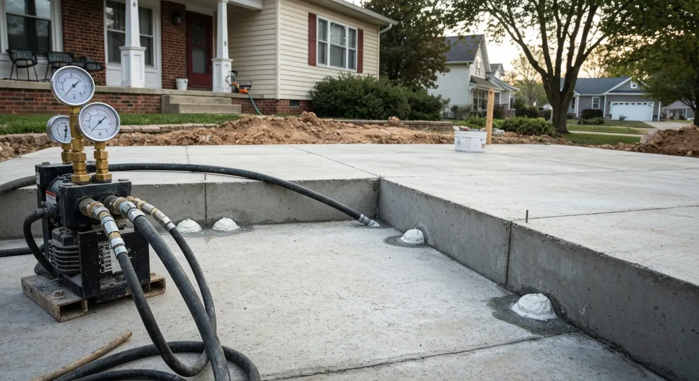 Polyurethane foam injection under concrete