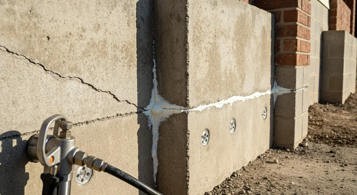 Polyurethane foam injection foundation repair
