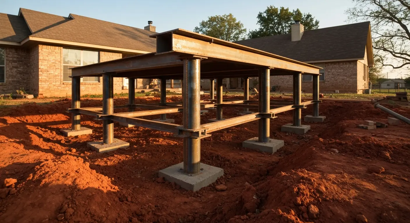 Foundation repair with steel piers