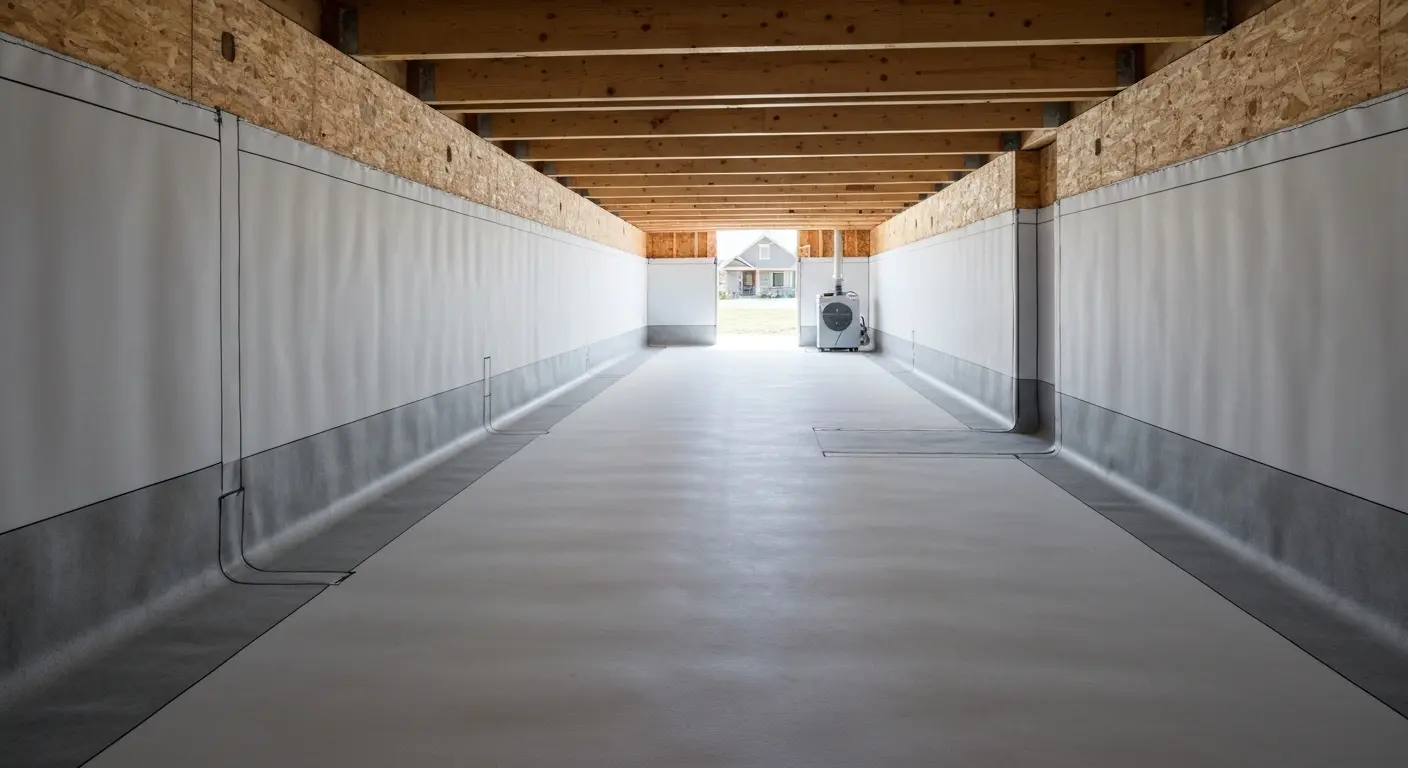 Crawl space encapsulation with vapor barrier