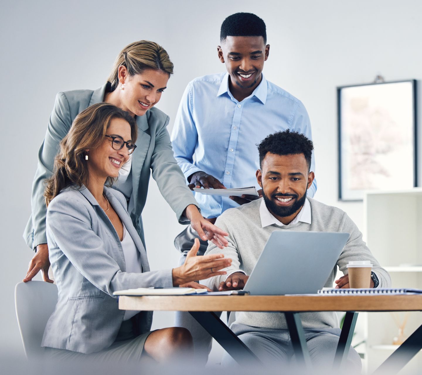 Team working together on laptops