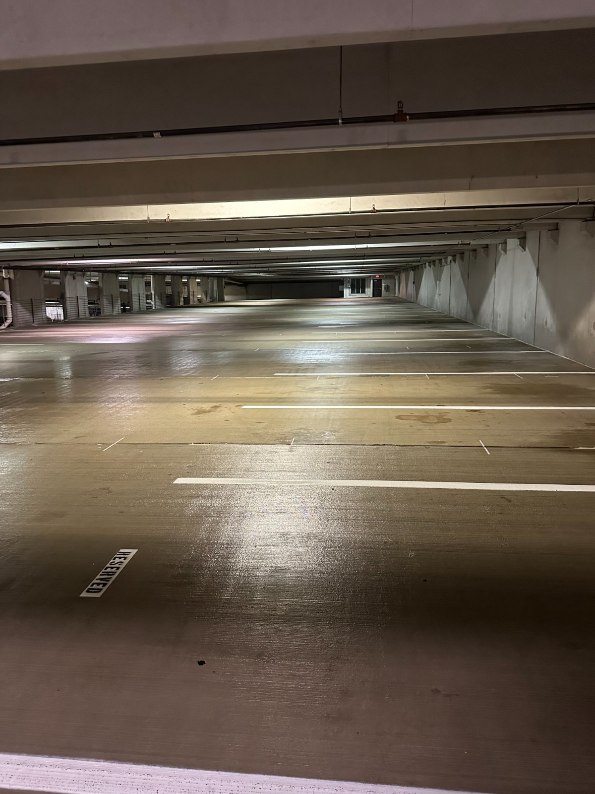 Parking lot after power washing