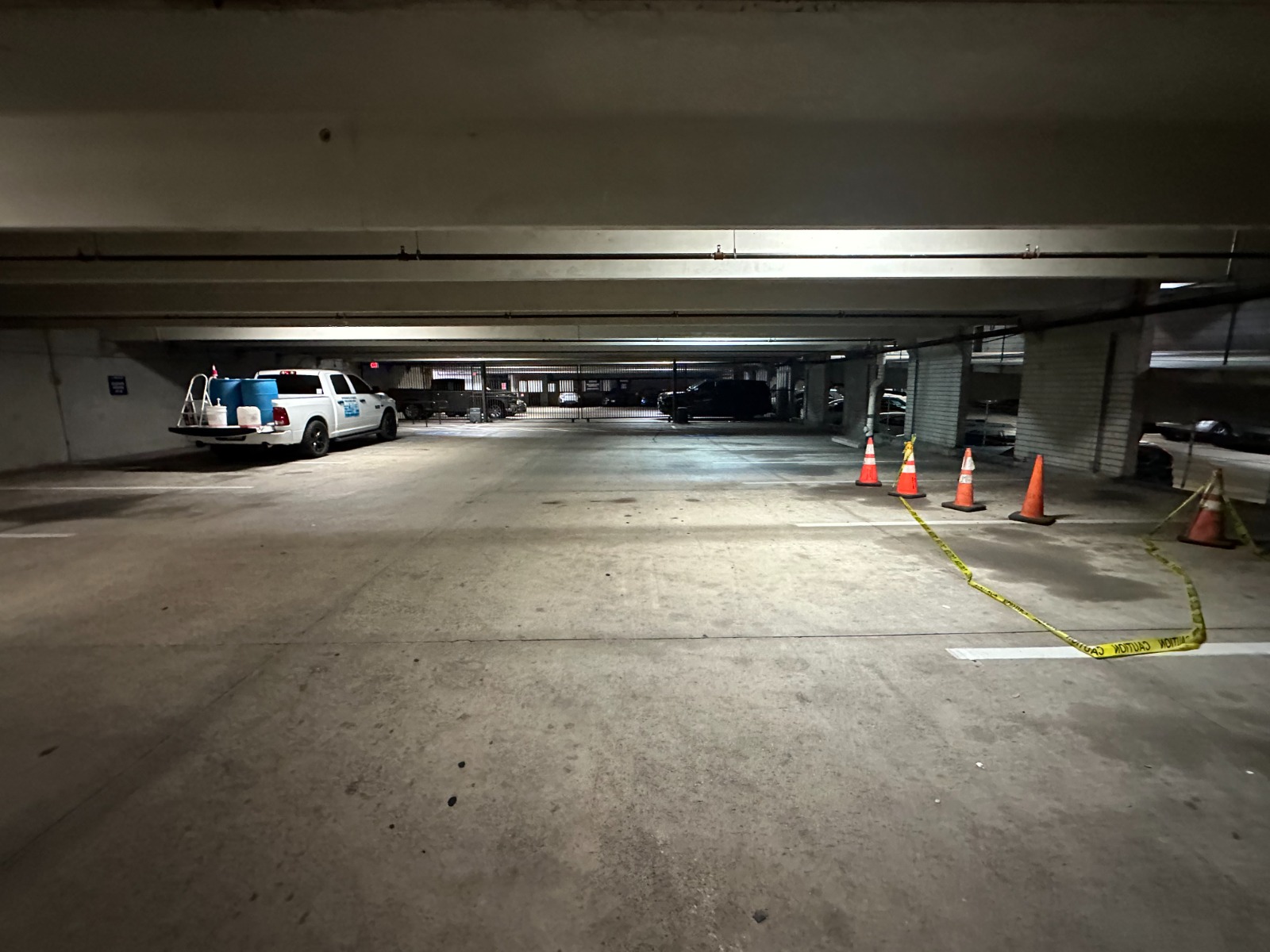 Parking lot before power washing