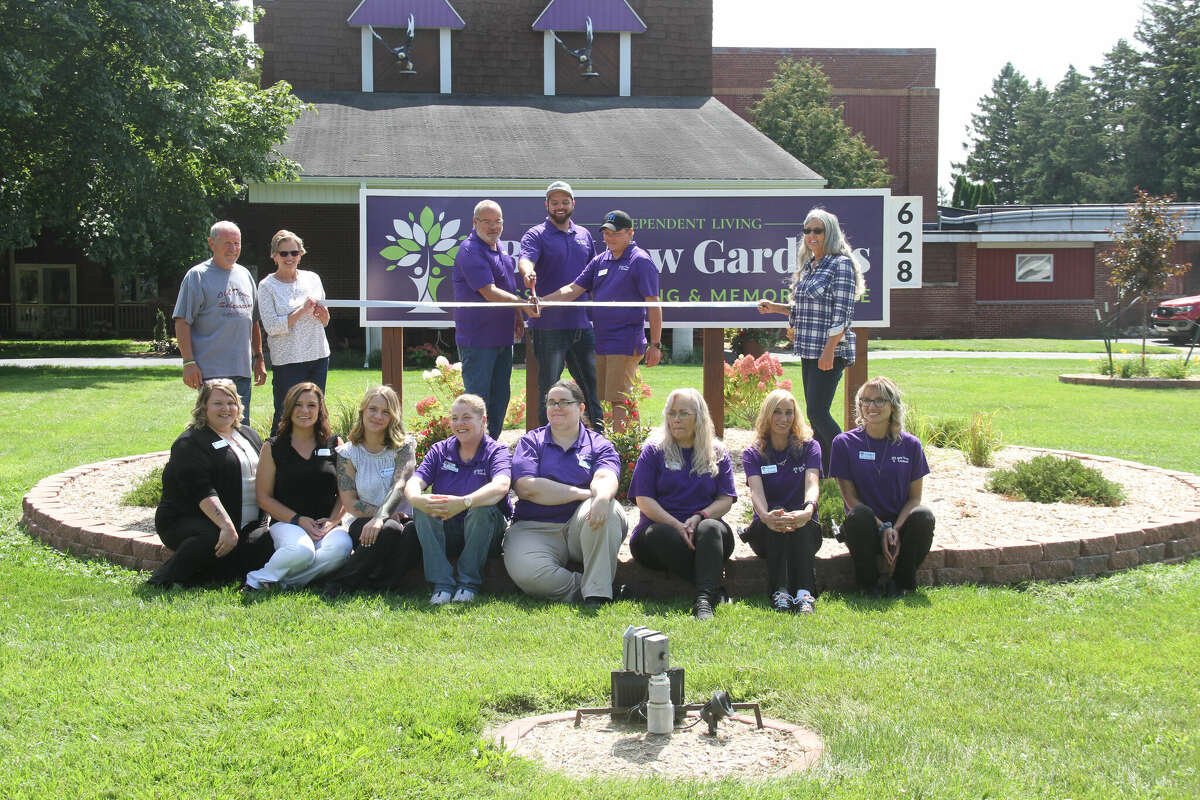 Bay View Gardens team celebrating the grand opening ribbon cutting ceremony in Sebewaing Michigan
