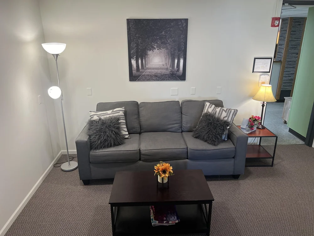 Living room area in senior apartment at Bay View Gardens Michigan