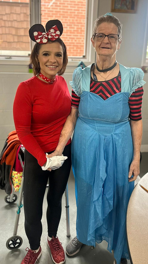 Joyce caring for residents at Bay View Gardens memory care Sebewaing MI