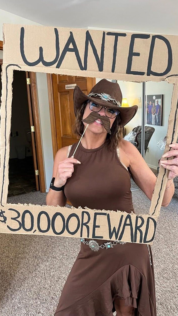 Joyce with residents at Bay View Gardens senior living community