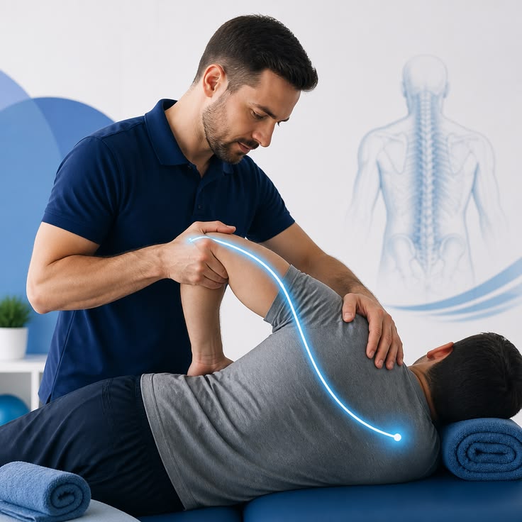 Physiotherapist treating a patient's back at Beachealth Brampton
