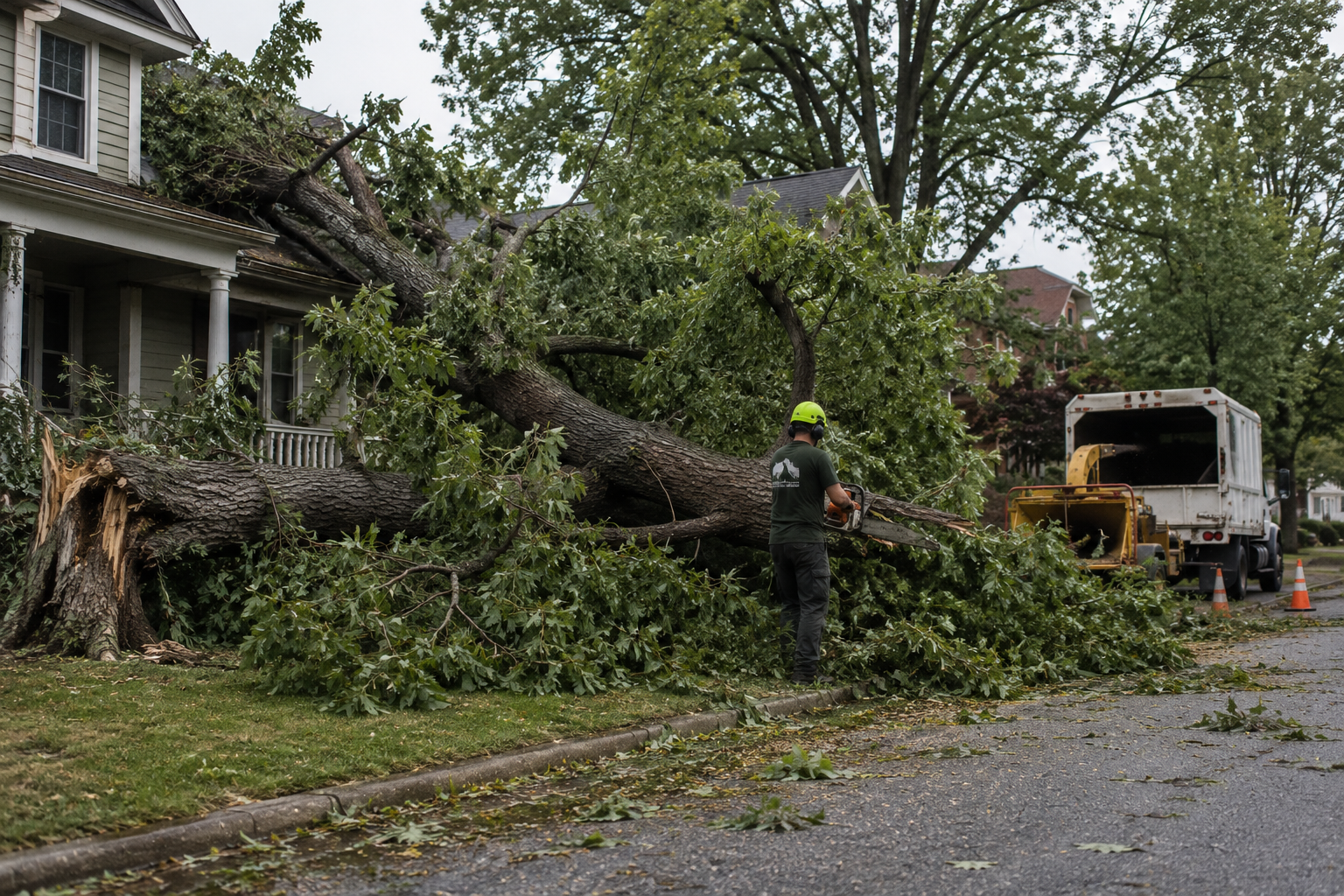 ISA Certified Arborist working on a tree in Lower Saucon Township, PA