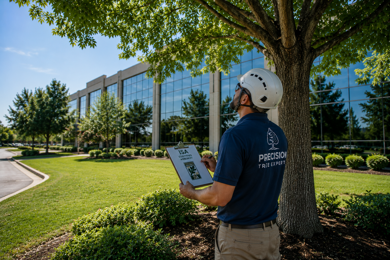 ISA Certified Arborist inspecting a tree