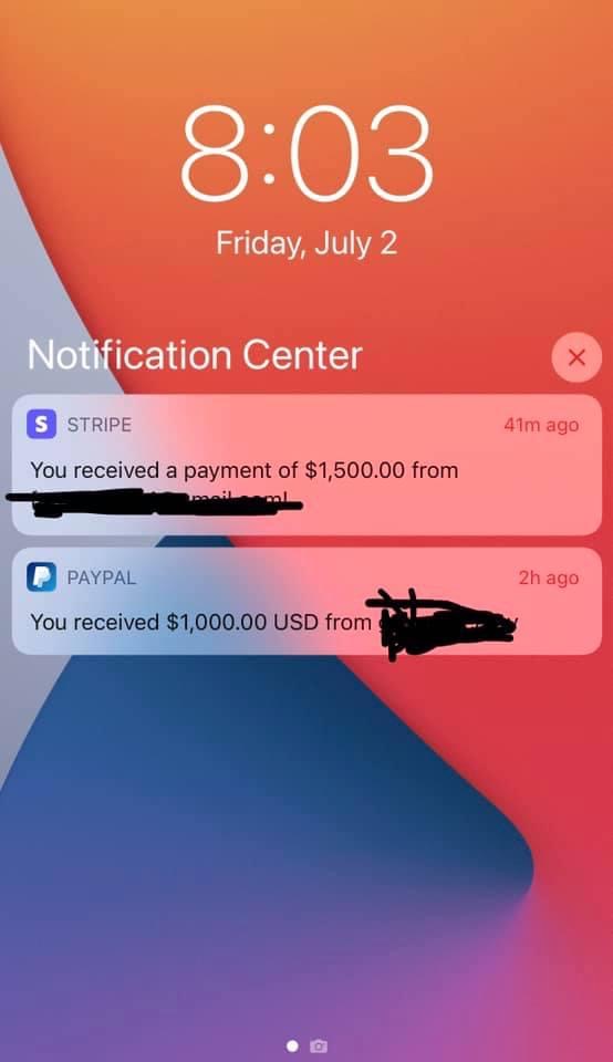 إشعارات دفع Stripe و PayPal