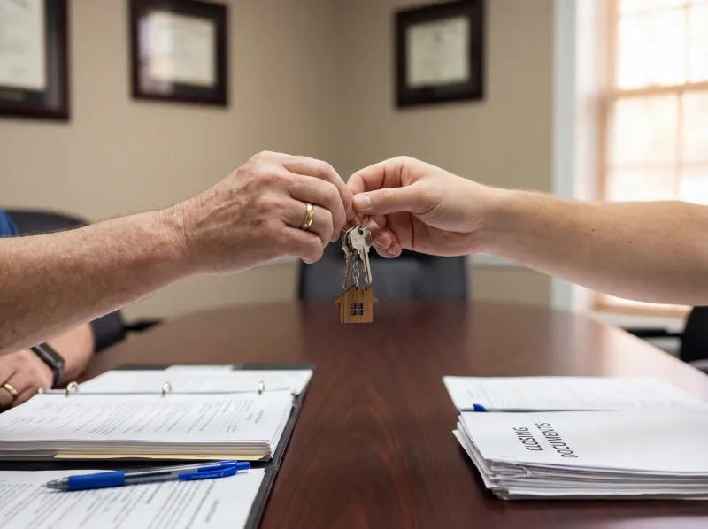 Home buyer receiving keys at closing