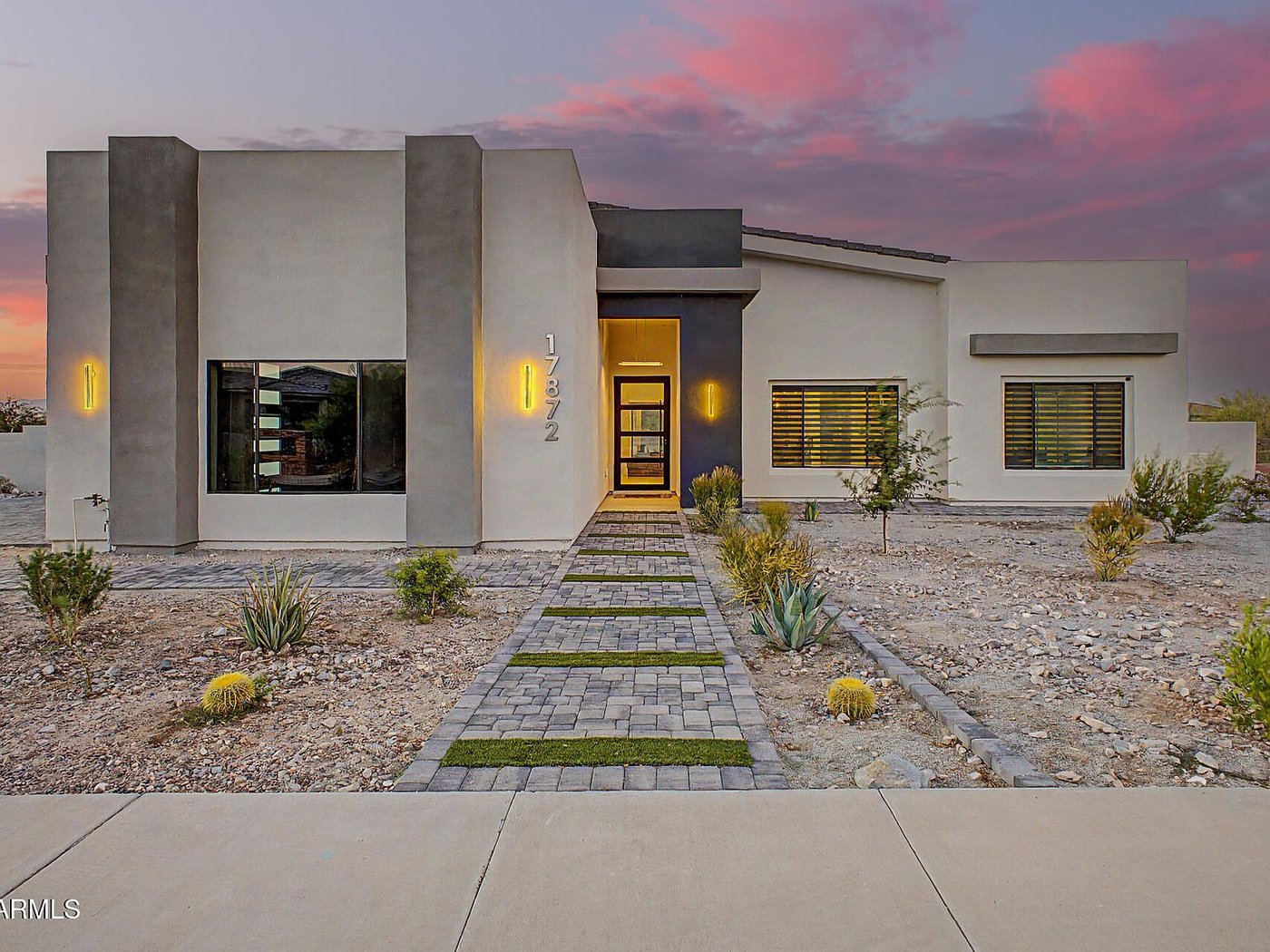 Front exterior at dusk