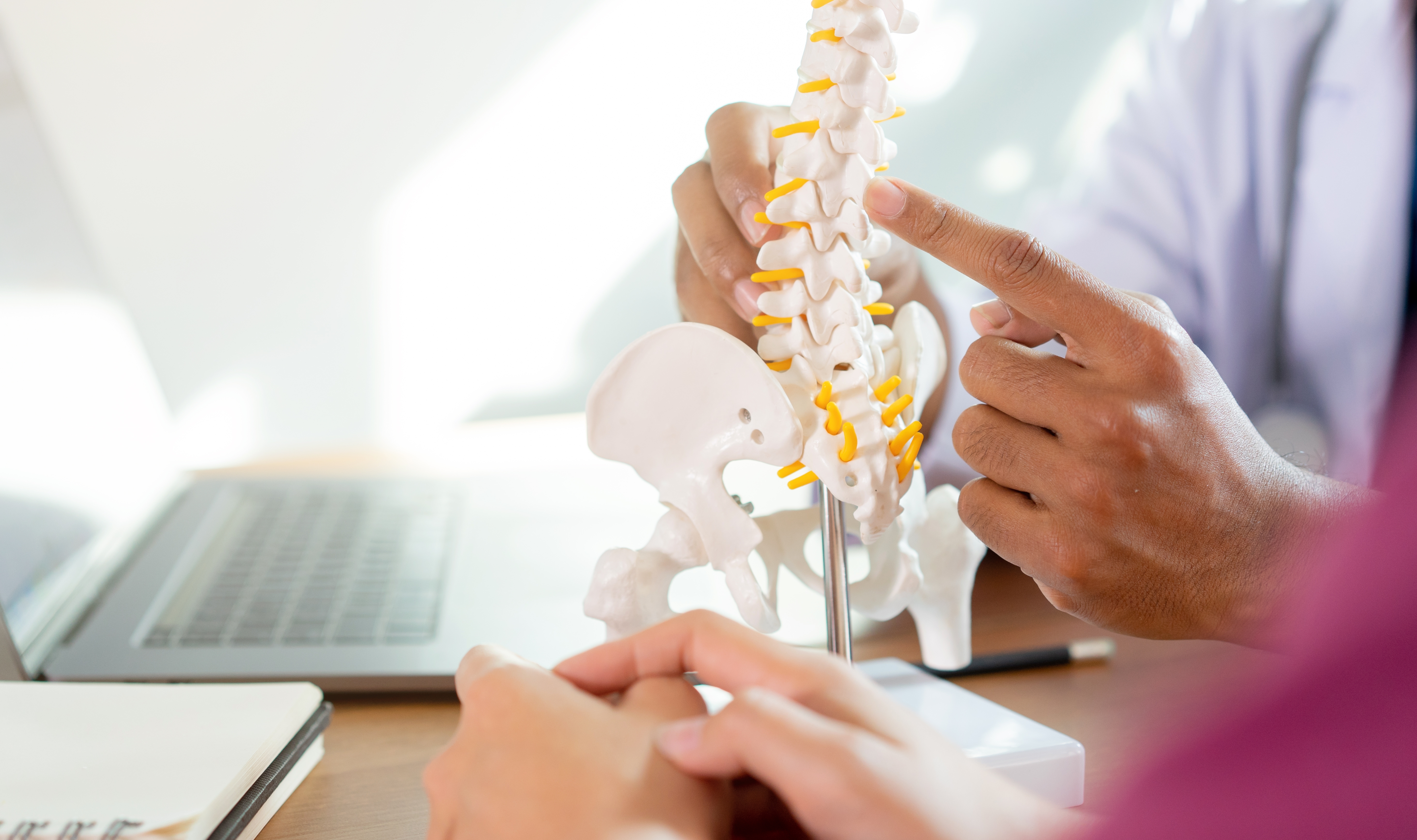 Chiropractor performing spinal adjustment on patient in Regina clinic