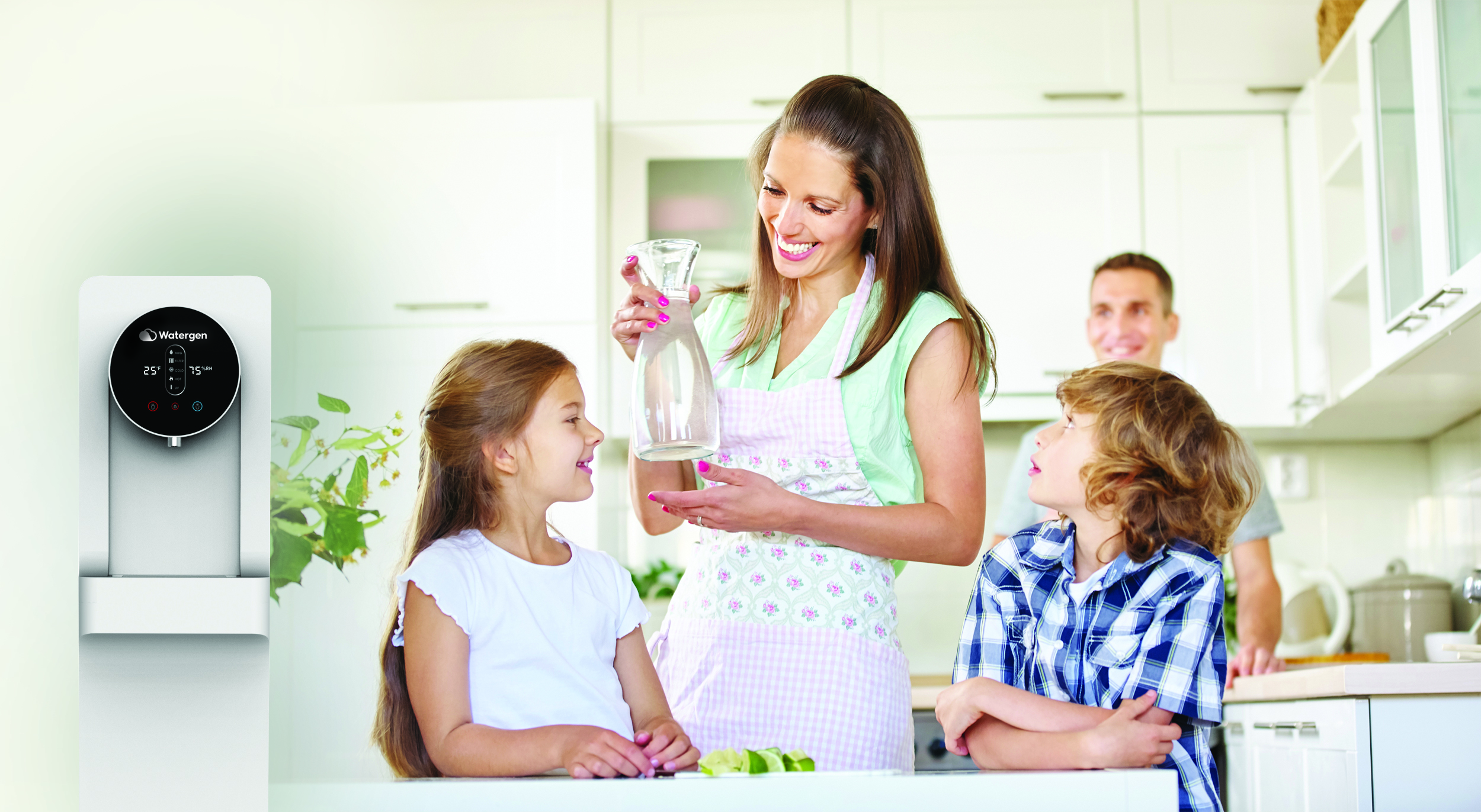Family using Genny Plus water at home