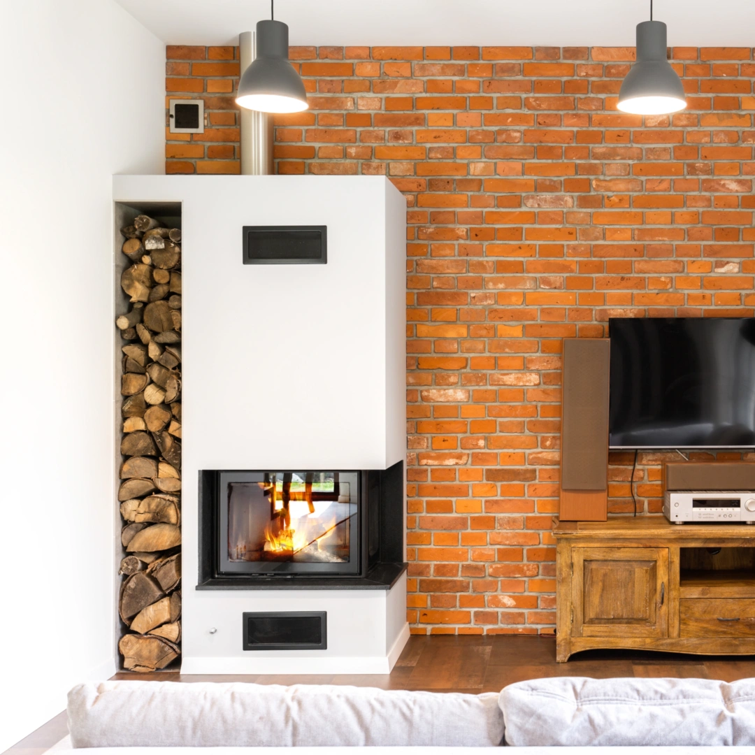 room with fire place