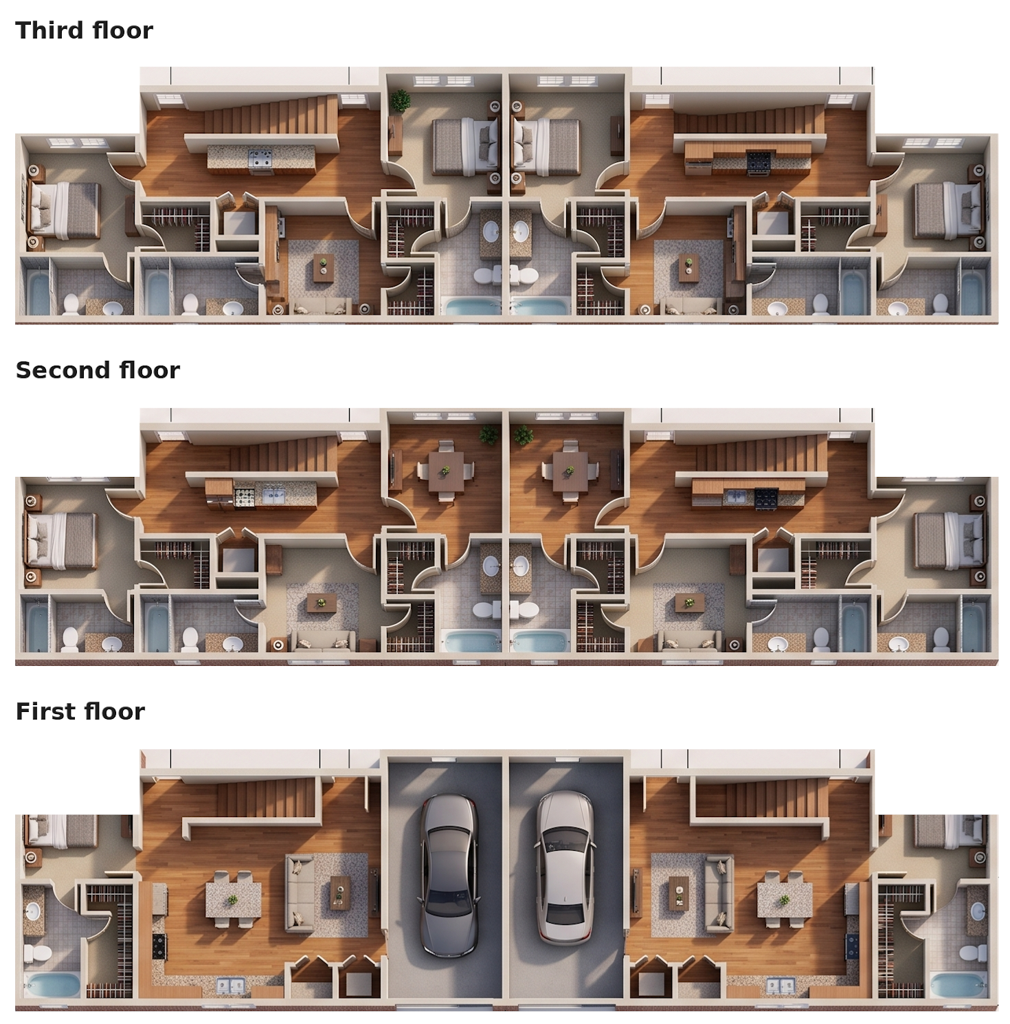 20-bed, 20-bath floor plan