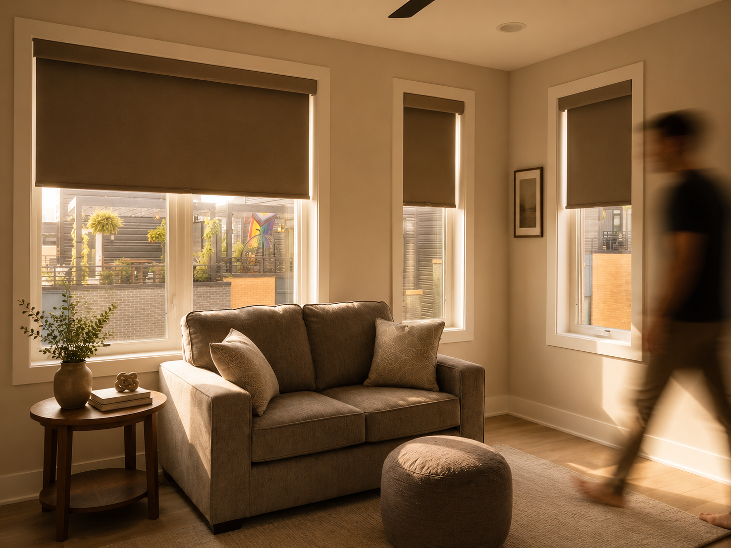 After — custom roller shades installed
