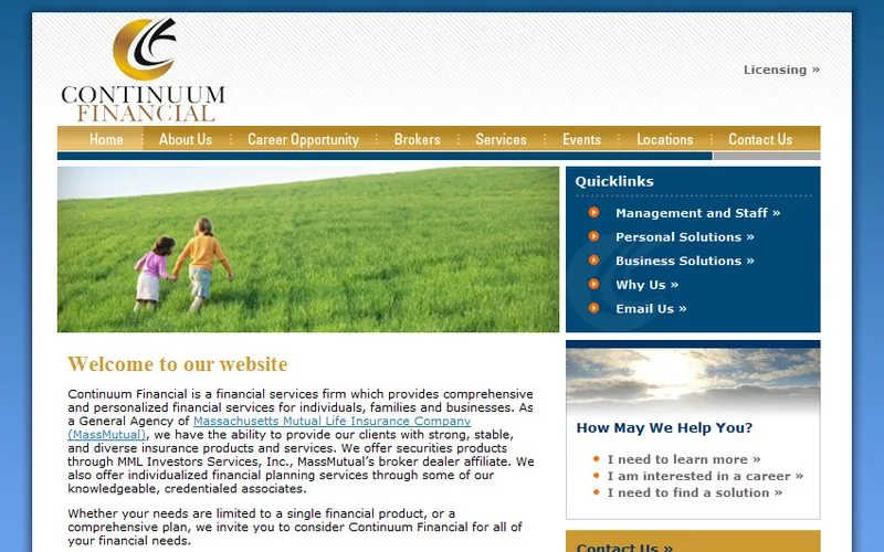 Website LOJO built for Continuum Financial