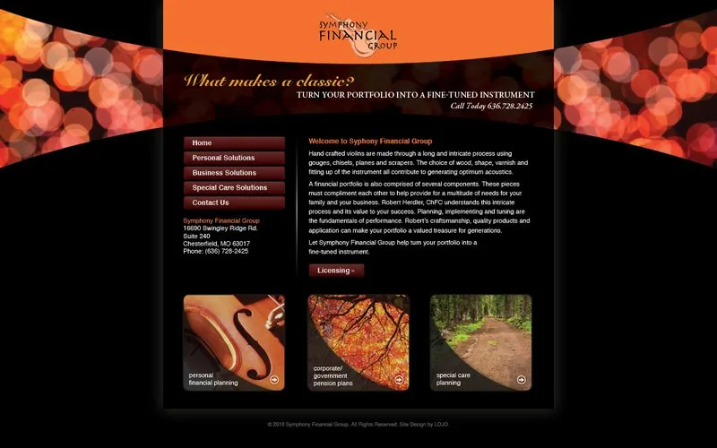 Website LOJO built for Symphony Financial Group