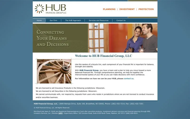 Website LOJO built for HUB Financial Group