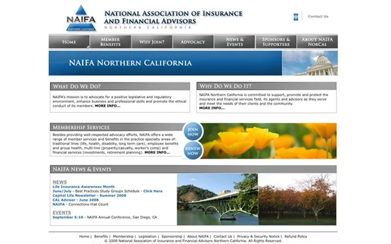 Website LOJO built for NAIFA Northern California