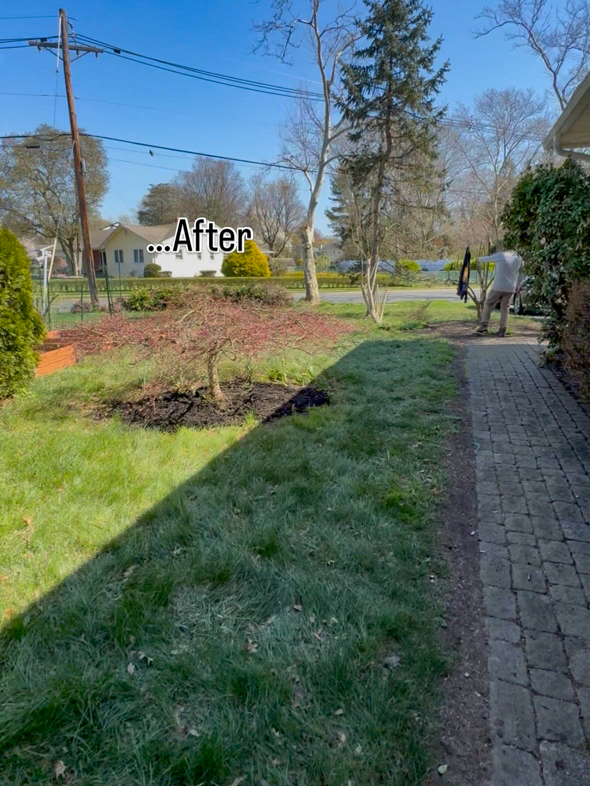 Finished landscaping transformation after work, South River NJ