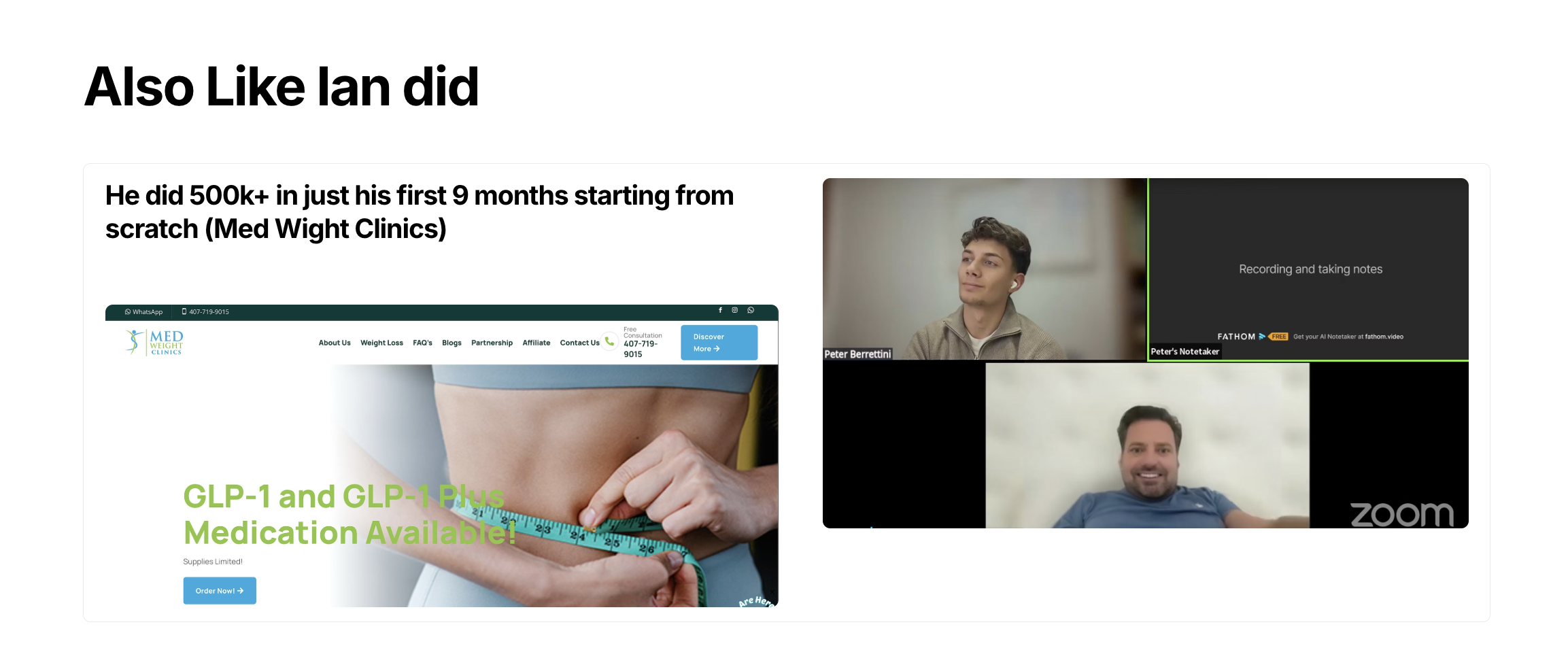 Ian — $500k in 9 months