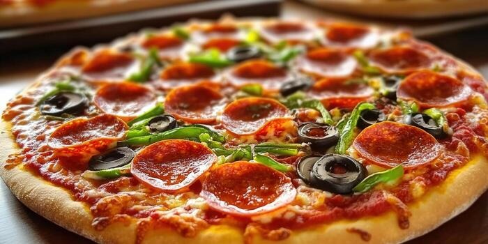 Two pizzas on a table