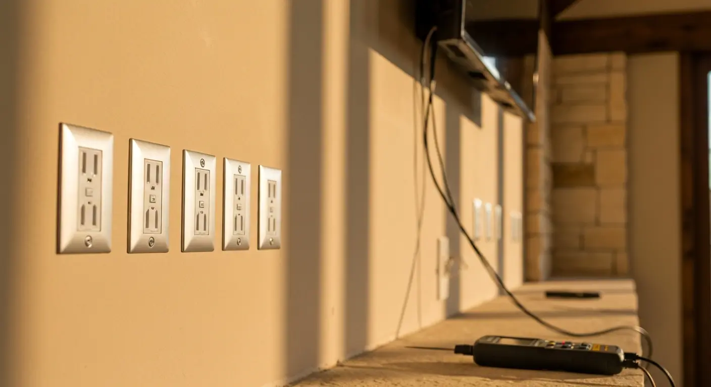 Electrical outlet installation for TV setup