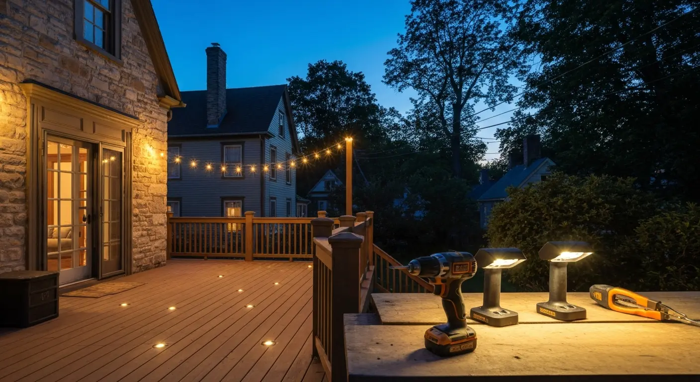 Patio and deck lighting installation