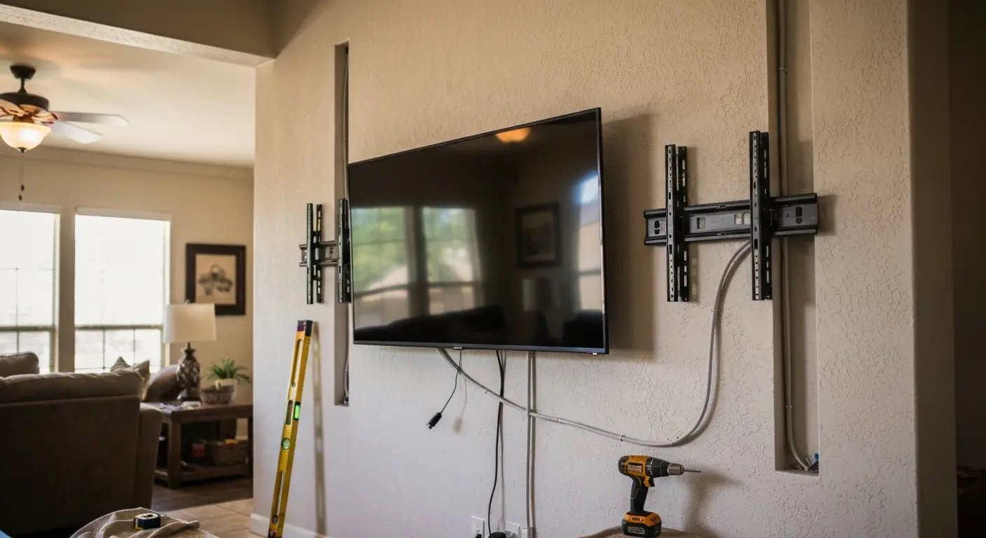 TV wall mounting installation