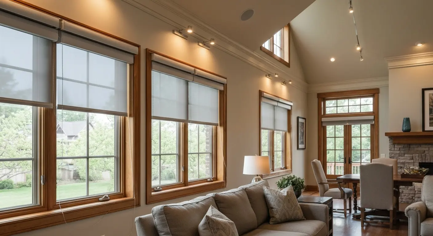 Motorized shades with lighting control