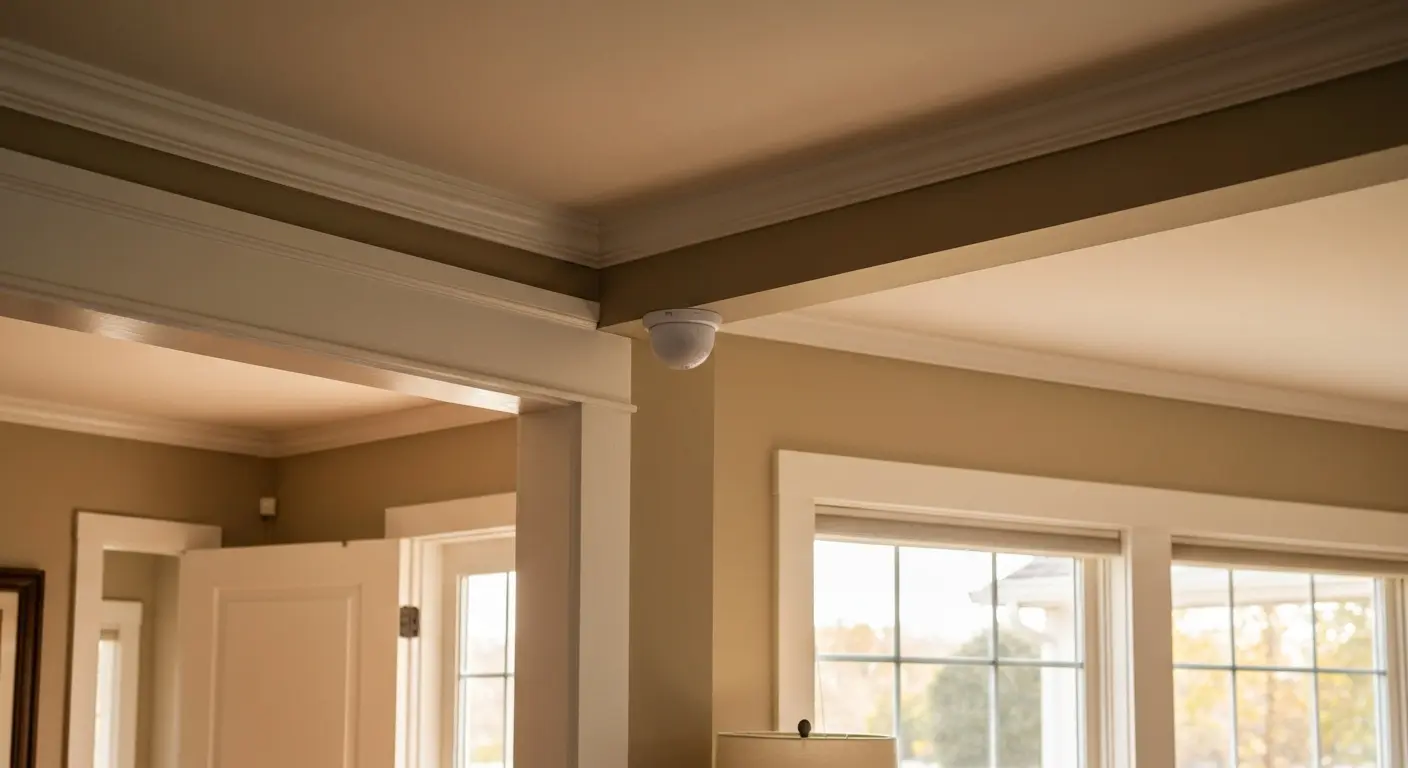 Motion detector mounted in corner