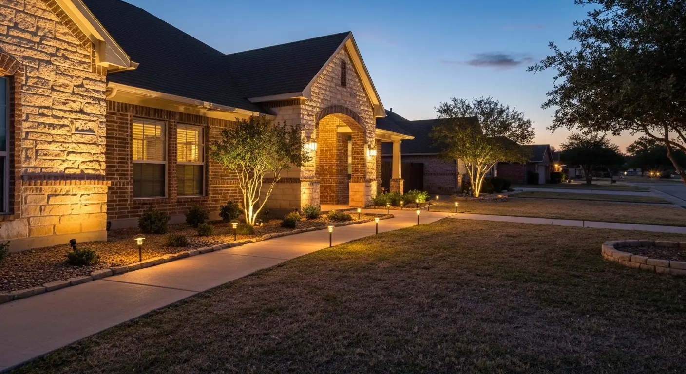 LED landscape lighting installation