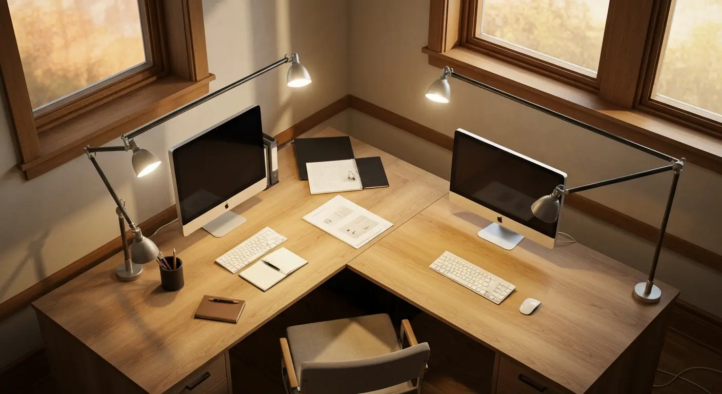 Task lighting installation for home office