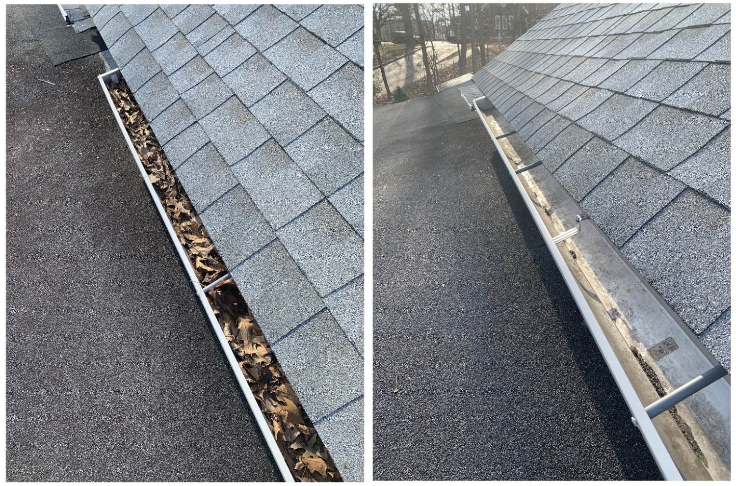 Gutter Cleaning Before and After Worcester MA
