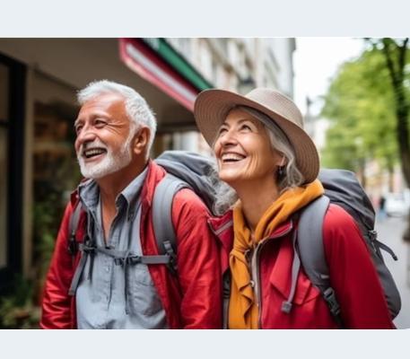 Senior couple learning about Medicare from home