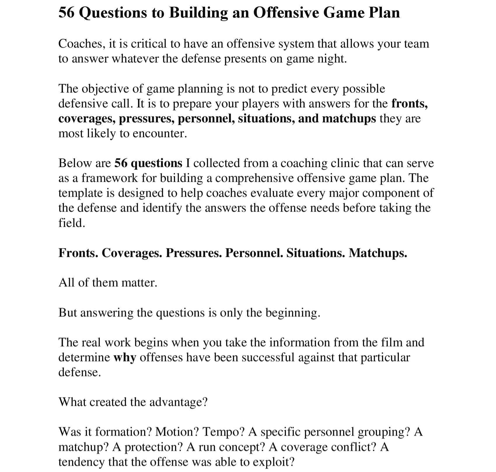 56 Questions to Build Your Offensive Game Plan — page 1