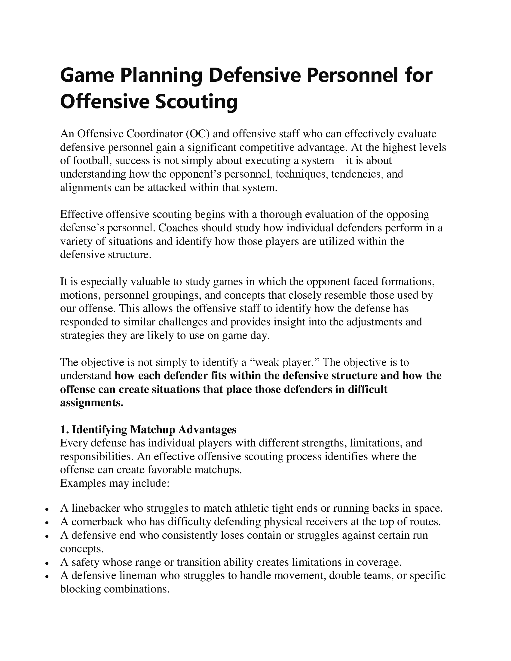 Game Planning Defensive Personnel — diagram 1
