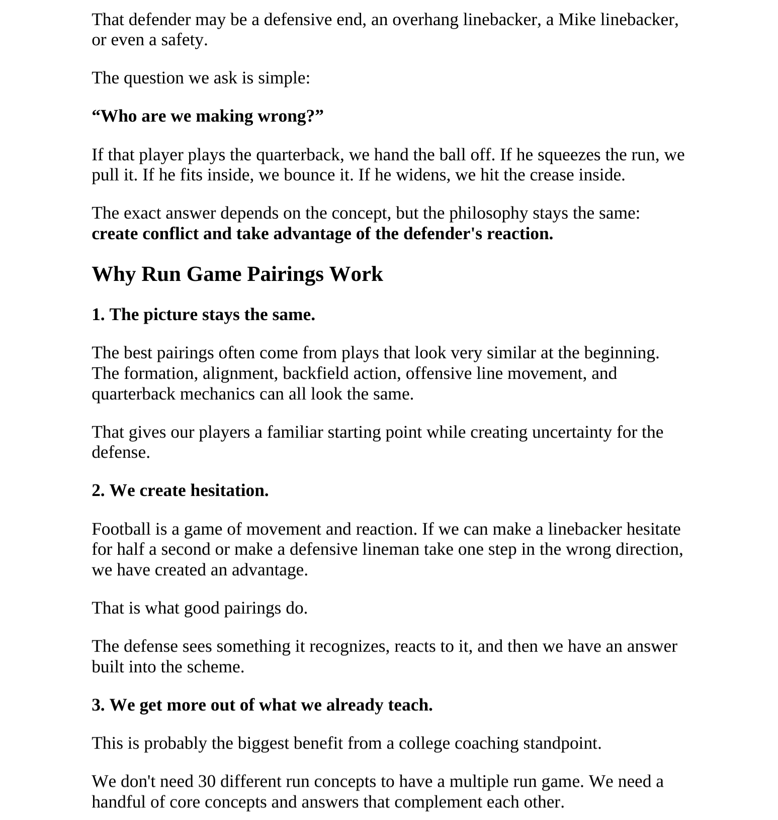 Run Game Pairings — diagram 2