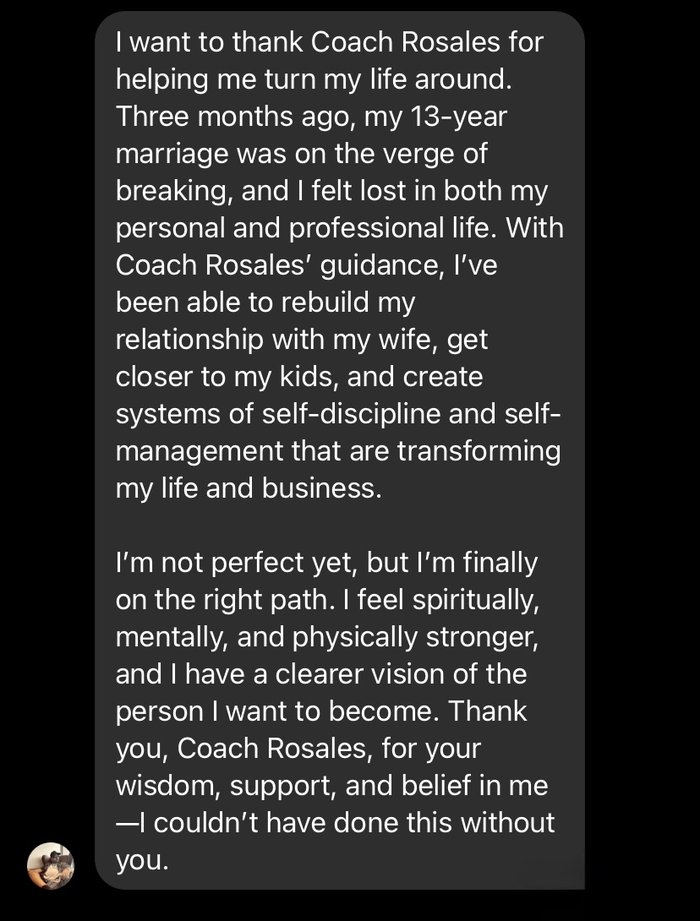 Participant message about rebuilding his marriage
