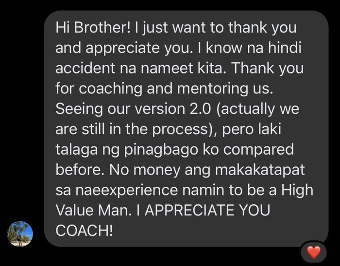Participant message to Coach Rosales
